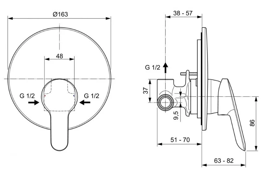 Смеситель для душа Ideal Standard Dot A7164AA хром