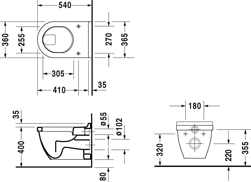 Подвесной унитаз Duravit Starck 3 2201090000