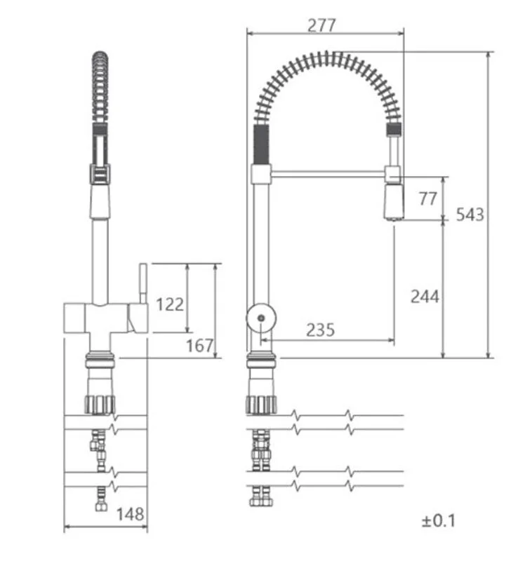 Смеситель для кухни Shouder Pull out Alster 290509 хром, белый