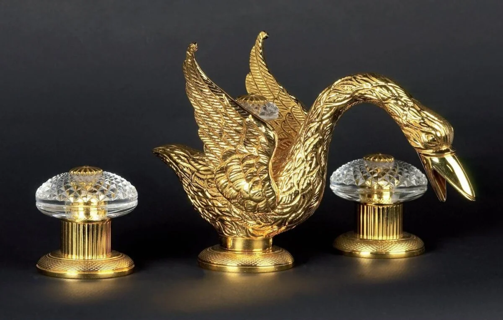 Смеситель для раковины Cristal-et-Bronze Cygne Aile 25000-15 золото