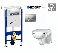 Инсталляция Geberit с унитазом Gustavsberg Artic 4330, комплект, кнопка хром