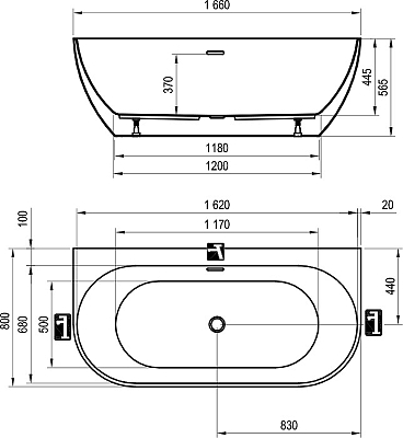 Акриловая ванна Ravak Freedom W 166x80 XC00100027, черный матовый