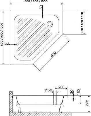 Душевой поддон RGW BT/CL-S-A 16180588-51-A 80x80 см, белый
