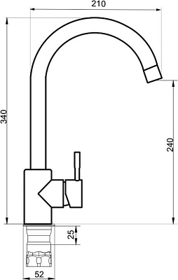 Смеситель для кухни РМС SUS124BL-017F, черный