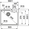 Кухонная мойка 56 см Franke Urban UBG 610-56 3,5" 114.0595.374, сахара