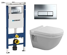Инсталляция Geberit с унитазом Duravit Starck 3 42000900A1, сиденье микролифт, комплект