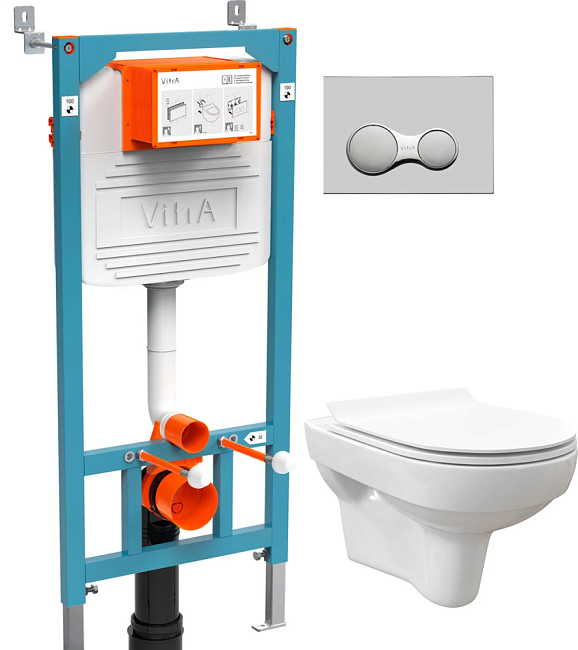 Инсталляциия Vitra 800-2010 с унитазом Stworki Хельсинки 800-2010/63429 Clean On DPL EO slim 63429, крышка микролифт, клавиша хром