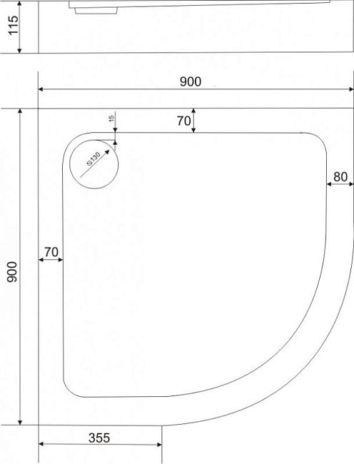Душевой поддон Bas Раунд R ПН00033, 90x90