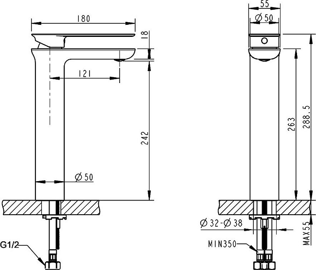 Смеситель для раковины Bravat Gina F165104C-A-ENG, хром