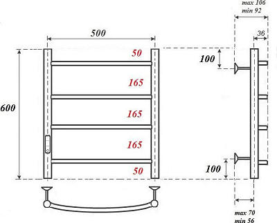 Полотенцесушитель электрический Point Афина PN04756W П4 500x600, белый