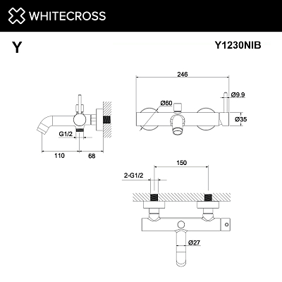 Смеситель для ванны Whitecross Y Y1230NIB никель брашированный