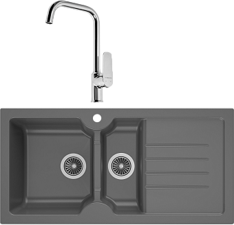 Комплект Мойка кухонная Domaci Сиена 54100-112 антрацит + Смеситель STWORKI