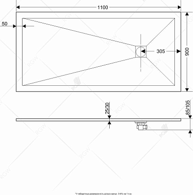 Душевой поддон RGW ST-W 16152911-01 90x110 см, белый