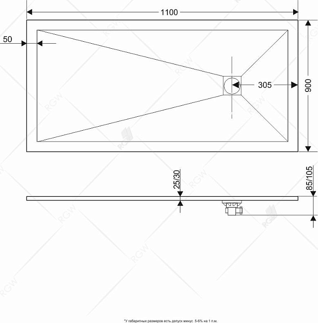 Душевой поддон RGW ST-W 16152911-01 90x110 см, белый