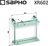 Стеклянная полочка Sapho X-Round XR602 с бортиком, хром