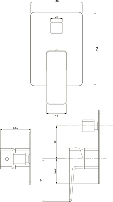 Смеситель для ванны с душем Omnires Parma PM7435BL, чёрный