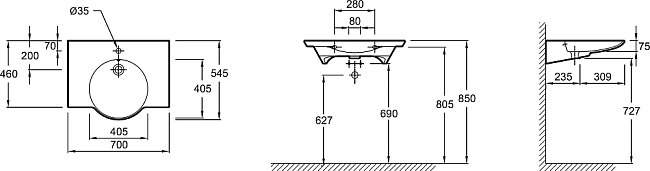 Раковина 70 см Jacob Delafon Spherik E4492-X5-00, белый