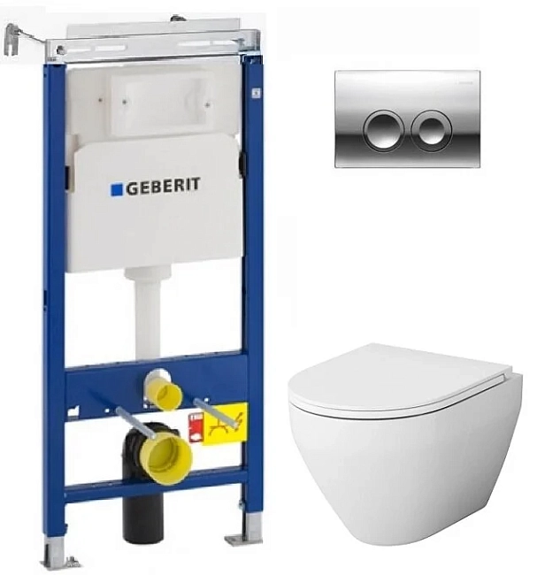 Инсталляция Geberit с безободковым унитазом AM.PM Spirit FlashClean C701700WH, с сиденьем микролифт, комплект 291790