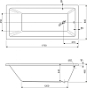 Акриловая ванна Cezares Plane 170х80 Solo-170-80-49
