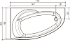 Акриловая ванна STWORKI Молде L 170x100 см, угловая, с каркасом, асимметричная