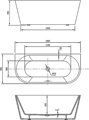 Акриловая ванна Vincea 180x80 VBT-421-1800, белый