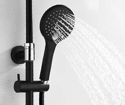 Душевой комплект со смесителем Wasserkraft A17401 чёрный матовый