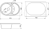 Мойка кухонная Domaci Солерно EMQ-1775.C морион, 77х50 см, черная, овальная, кварцевая, с крылом, российская
