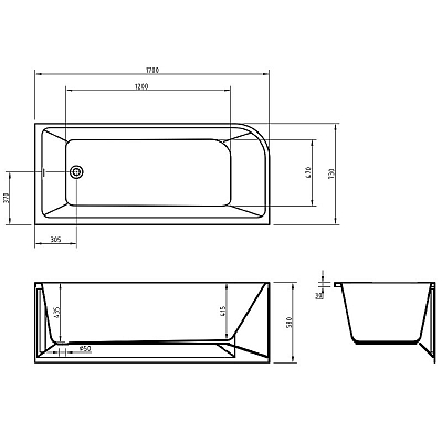 Акриловая ванна BelBagno BB712-1700-730-R 170x73 правая, белый