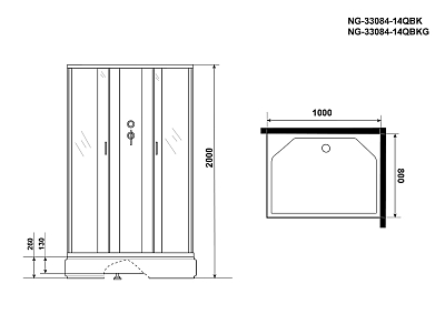 Душевая кабина Niagara Classic 330844QBK стекло матовое, профиль серебро