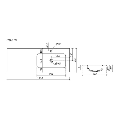 Раковина накладная Ceramica Nova Grace CN7021 белый
