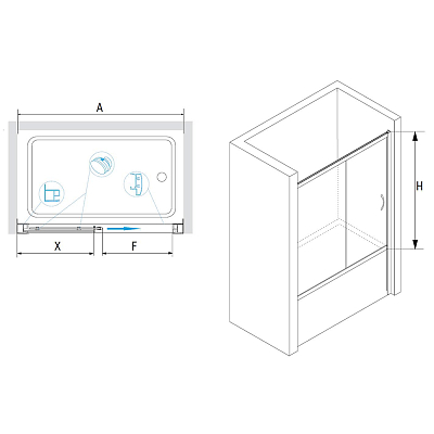 Шторка на ванну Screens EF02-S-150 стекло прозрачное, профиль хром