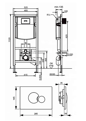 Инсталляция Sanit с унитазом Duravit Duraplus Colomba 2547090000, сиденье микролифт, комплект