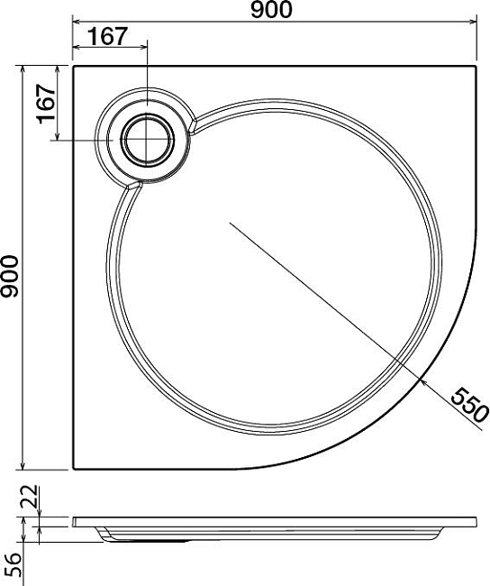 Поддон для душа Cezares Tray R 90-550