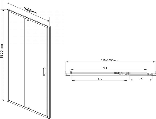 Душевой уголок Vincea Intra VSR-1I901080CL, стекло прозрачное, хром