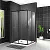 Душевой уголок BelBagno UNO-195-AH-2-120/100-C-NERO 120x100, профиль черный, стекло прозрачное