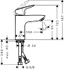 Смеситель для раковины Hansgrohe Logis 71102000, хром