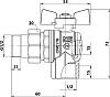 Шаровый кран Bugatti Oregon 594 1/2 нар-патрубок угловой с накидной гайкой бабочка