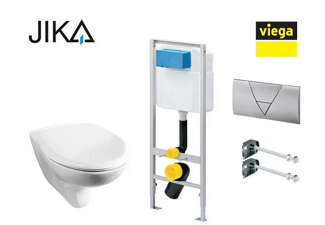 Комплект 4 в 1: Унитаз подвесной Jika ZETA с крышкой-сиденьем + инсталляция ViegaEco-WC 011-100203