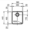 Кухонная мойка 38 см Franke Kubus KBX 110-34 3.5" 122.0036.606, нержавеющая сталь