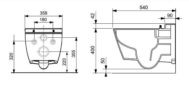Инсталляция TECE Base 9400412.WC2 с безободковым унитазом TECEone с кнопкой смыва TECEnow, хром глянцевый