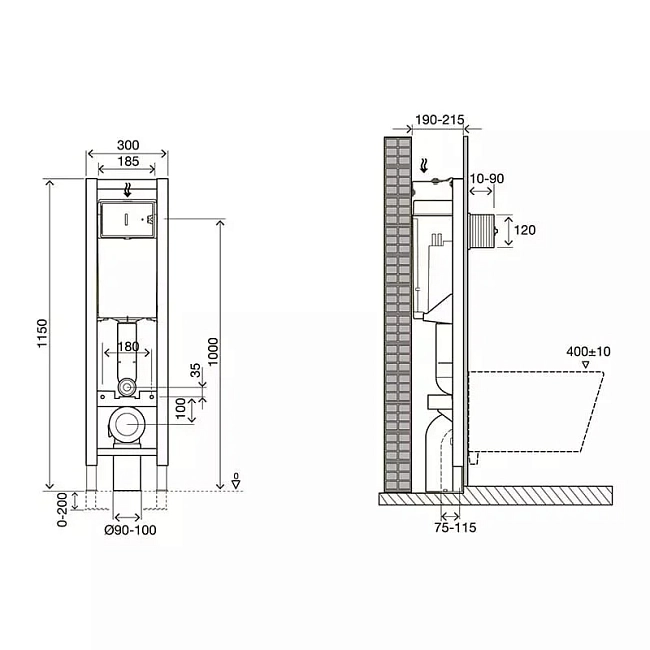 Инсталляция Jacob Delafon с безободковым унитазом Ideal Standard Tesi E33130RU-NF/T007901/T352701 Aquablade T007901, крышка микролифт