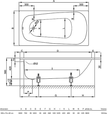 Стальная ванна Bette Form 160х70 3600-000
