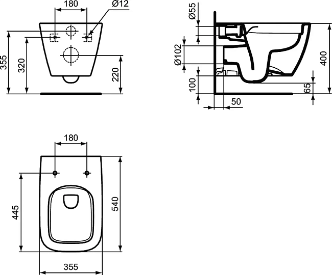Комплект инсталляция с подвесным унитазом Ideal Standard I Life B I001401 с сиденьем микролифт