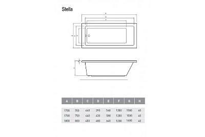 Акриловая ванна Relisan Stella 180х80 Гл000026030 белый