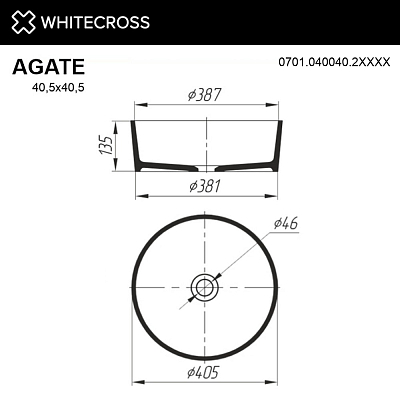 Раковина накладная Whitecross Agate D=40,5 0701.040040.2XXXX белый матовый