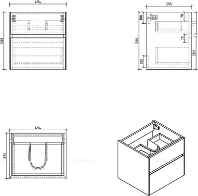 Тумба для комплекта BelBagno PIETRA MINI-500AS-2C-SO-PT stone