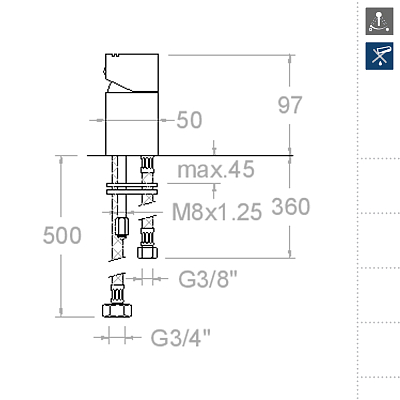 Смеситель для ванны RamonSoler Kuatro 473202S хром