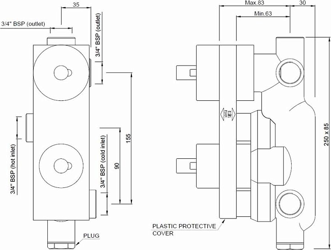 Термостат для ванны Jaquar Florentine FLR-CHR-5683K, хром