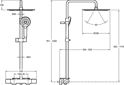 Душевая стойка Jacob Delafon Metro E26589-CP, хром