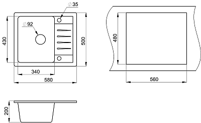 Кухонная мойка Granula Standart 5803, белый